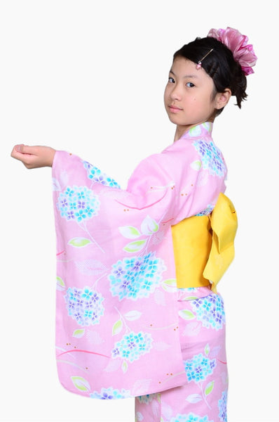 Girls yukata and obi belt set / GY #71 (13-14)