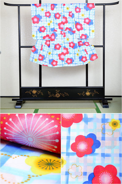 Girls yukata and obi belt set / GY #65 (13-14)