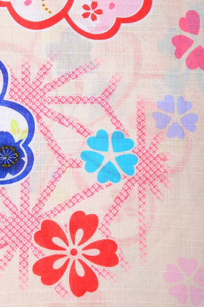 Girls yukata and obi belt set / GY #54 (9-10)