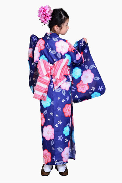 Girls yukata and obi belt set / GY #51 (9-10)