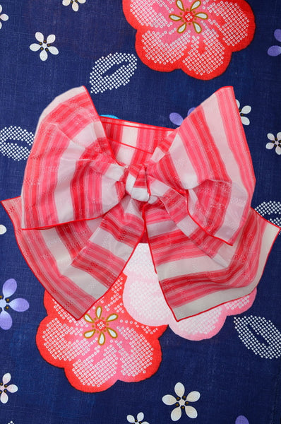 Girls yukata and obi belt set / GY #51 (9-10)