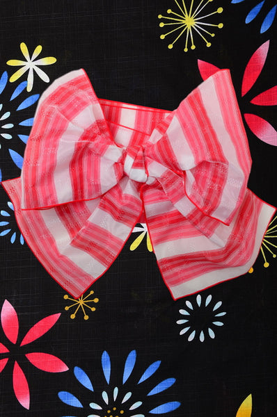 Girls yukata and obi belt set / GY #53 (9-10)