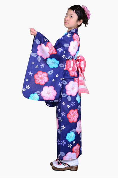 Girls yukata and obi belt set / GY #51 (5-6)