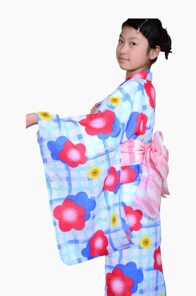 Girls yukata and obi belt set / GY #52 (5-6)