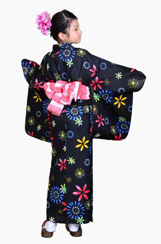 Girls yukata and obi belt set / GY #53 (5-6)