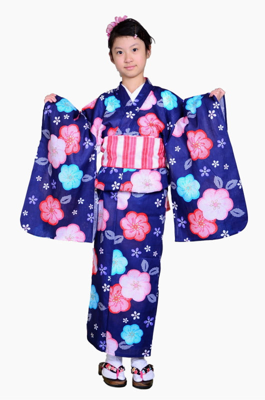 Girls yukata and obi belt set / GY #51 (3-4)