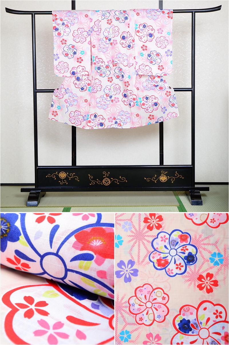 Girls yukata and obi belt set / GY #54 (3-4)