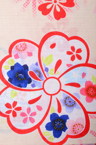 Girls yukata and obi belt set / GY #54 (3-4)