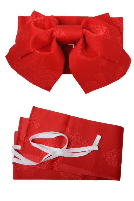 Pre-tied obi belt / Red Butterfly #02