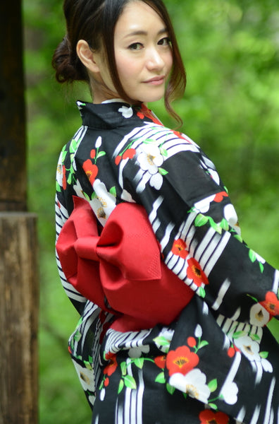 Pre-tied obi belt / Crimson #01