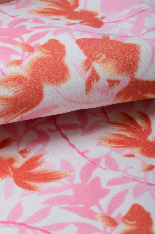 Flat obi belt : Drawing / Goldfish Pink