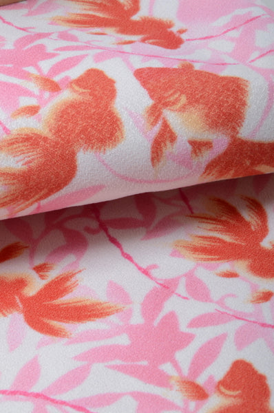 Flat obi belt : Drawing / Goldfish Pink