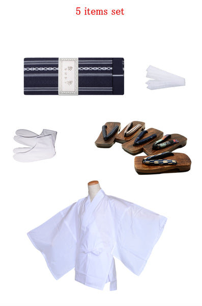 Men obi belt and geta sandals set : Blue