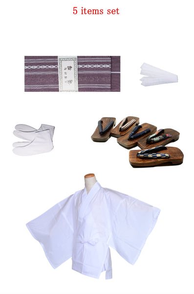 Men obi belt and geta sandals set : Purple