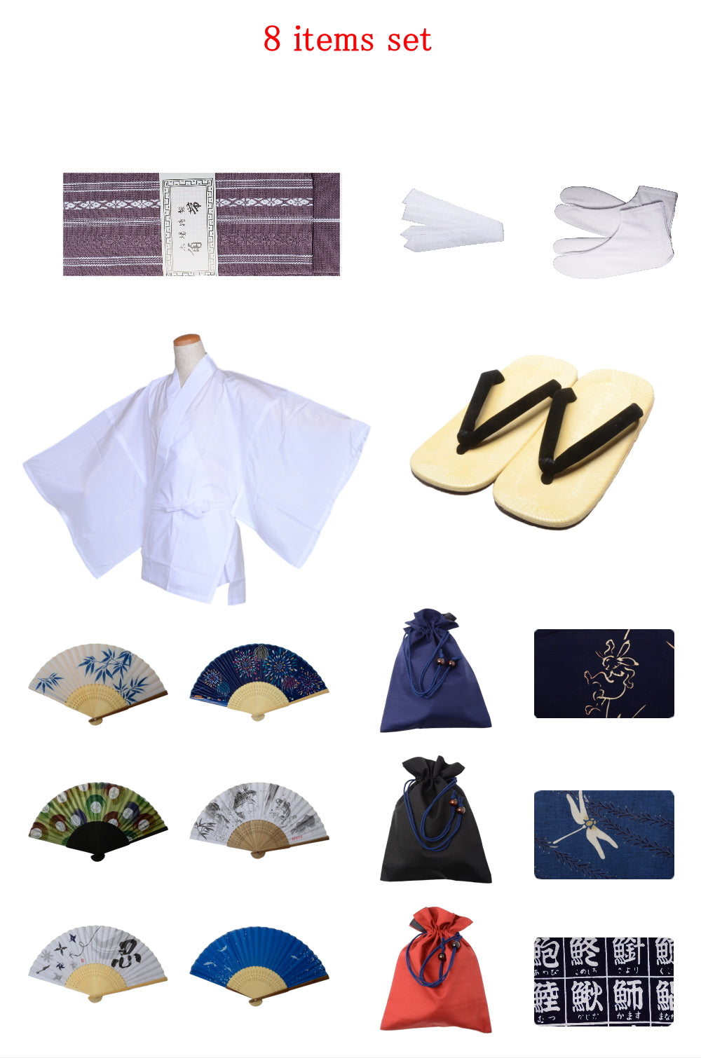 Men obi belt and Setta sandals set : Purple