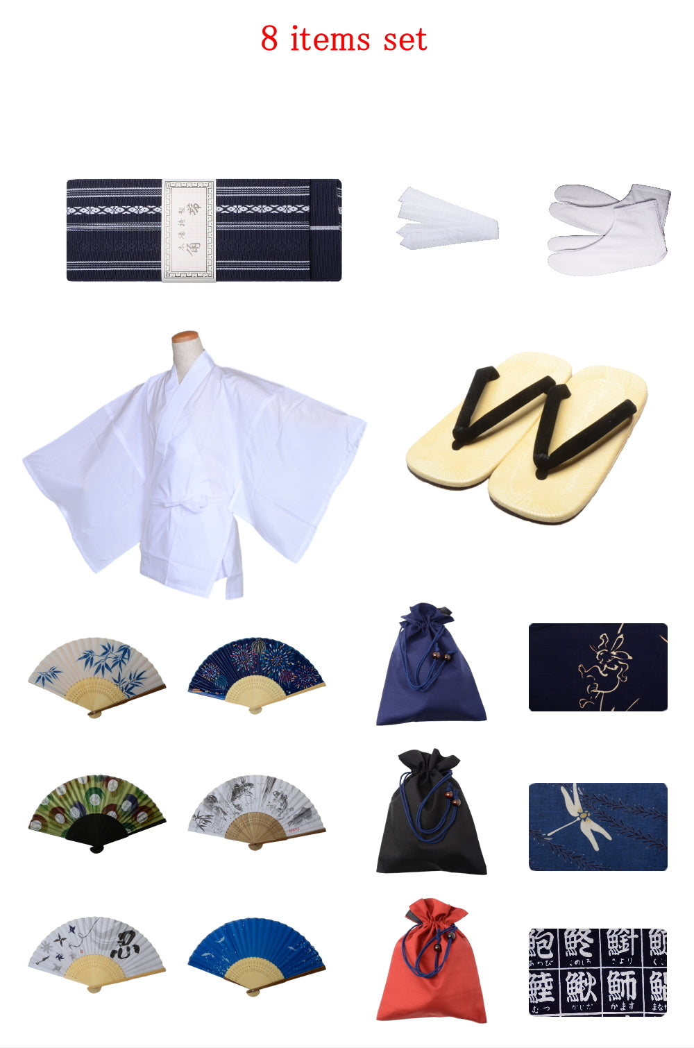 Men obi belt and Setta sandals set : Blue