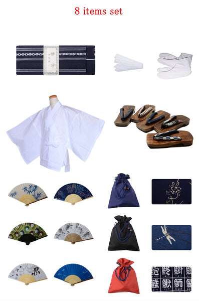 Men obi belt and geta sandals set : Blue