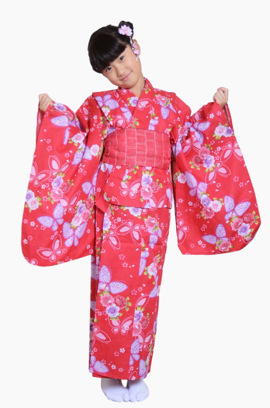 Girls yukata and obi belt set / GY #01 (3-4)