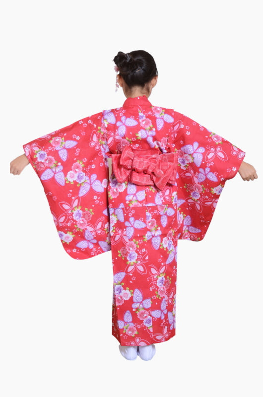 Girls yukata and obi belt set / GY #01 (3-4)