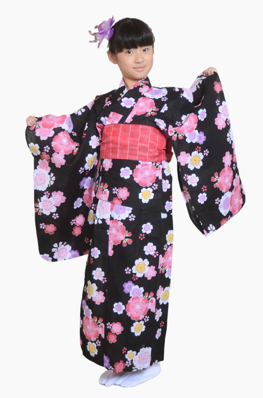 Girls yukata and obi belt set / GY #04 (3-4)