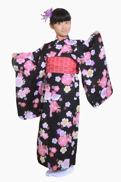 Girls yukata and obi belt set / GY #04 (5-6)
