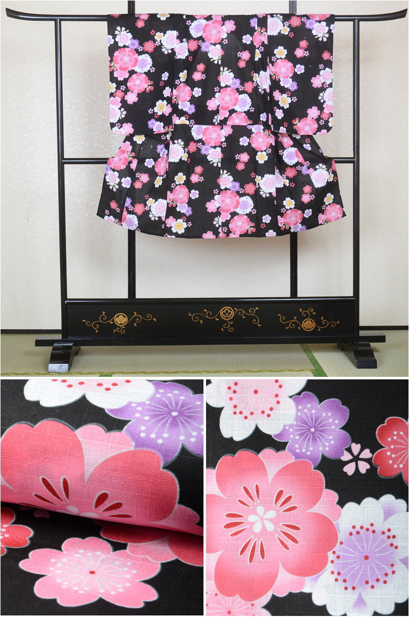 Girls yukata and obi belt set / GY #04 (5-6)