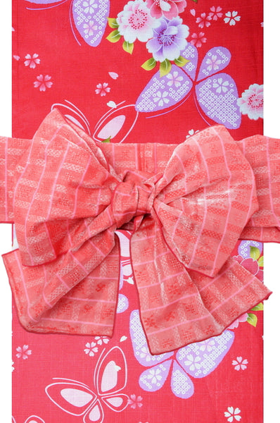Girls yukata and obi belt set / GY #01 (5-6)