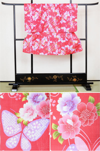 Girls yukata and obi belt set / GY #01 (5-6)