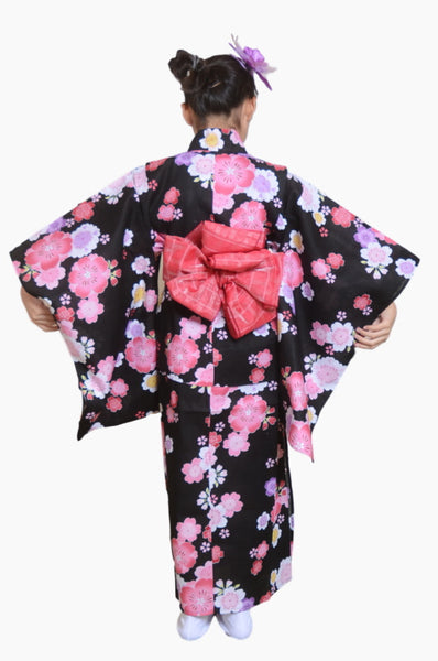 Girls yukata and obi belt set / GY #04 (7-8)