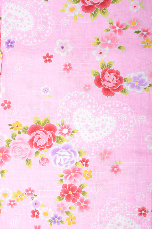 Girls yukata and obi belt set / GY #03 (7-8)
