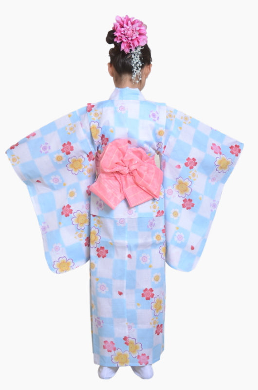 Girls yukata and obi belt set / GY #02 (9-10)