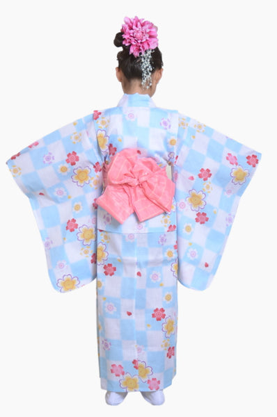 Girls yukata and obi belt set / GY #02 (7-8)