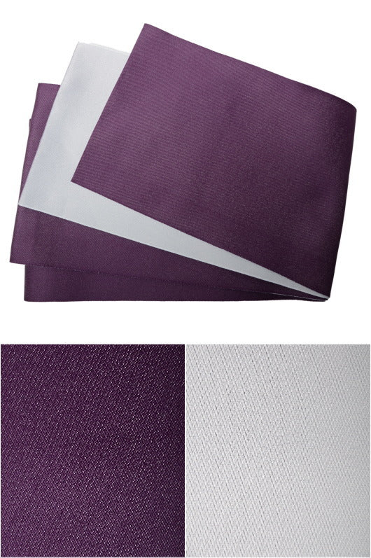 Flat obi belt : Plain / Deep purple and Light gray