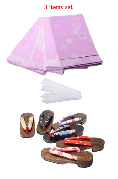 Obi belt and geta sandals set : Pattern / Light purple