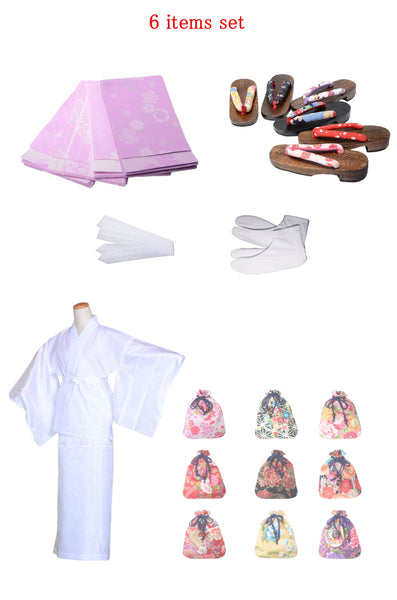 Obi belt and geta sandals set : Pattern / Light purple