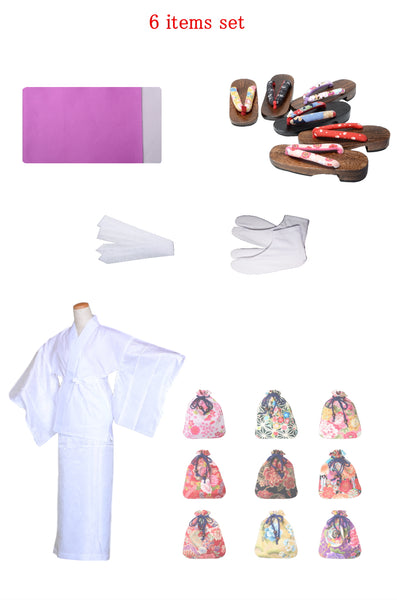 Obi belt and geta sandals set : Plain / Pale purple and Light gray