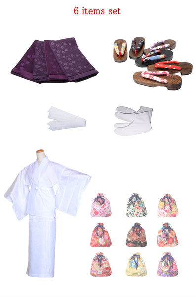 Obi belt and geta sandals set : Pattern / Deep purple