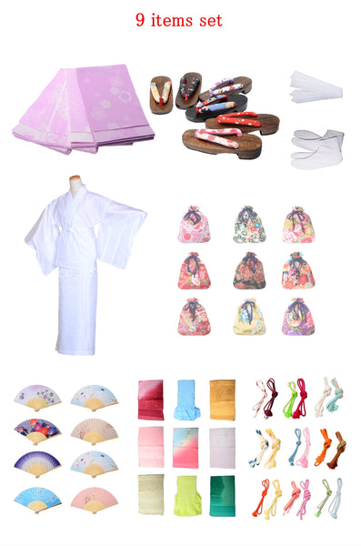 Obi belt and geta sandals set : Pattern / Light purple