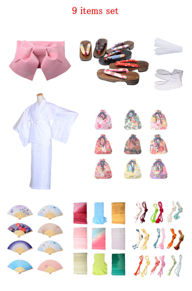 Obi belt and geta sandals set : Pre-tied / Rose pink #06