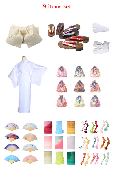 Obi belt and geta sandals set : Pre-tied / Cream #10