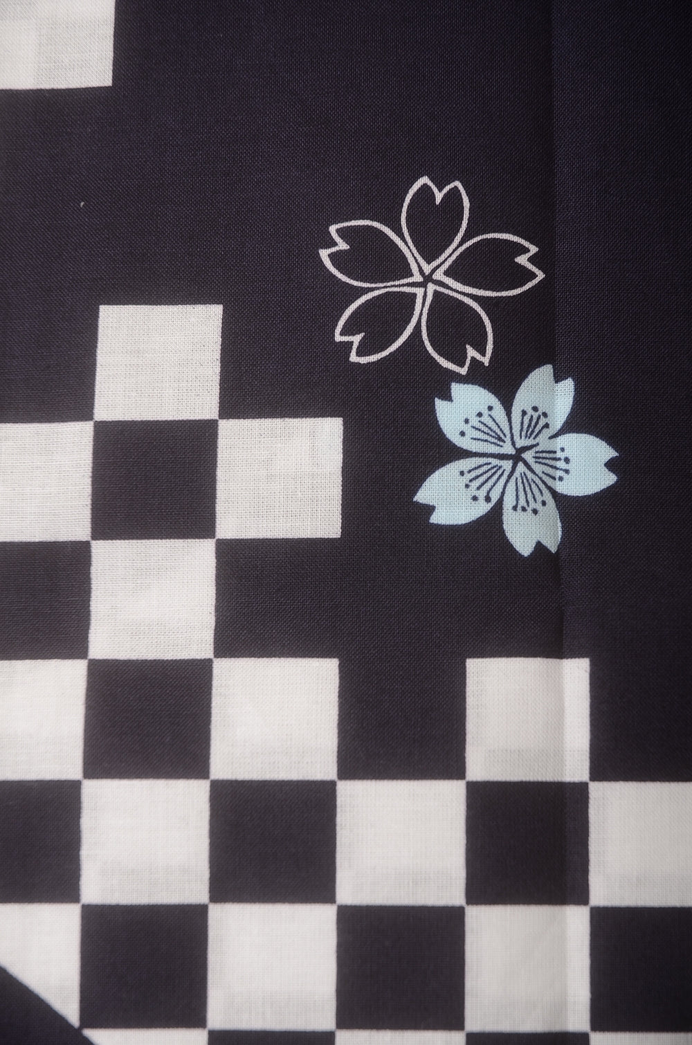 Yukata for indoor use /ichimatsu-sakura:YB553-indigo