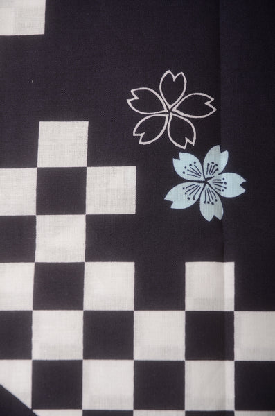 Yukata for indoor use /ichimatsu-sakura:YB553-indigo