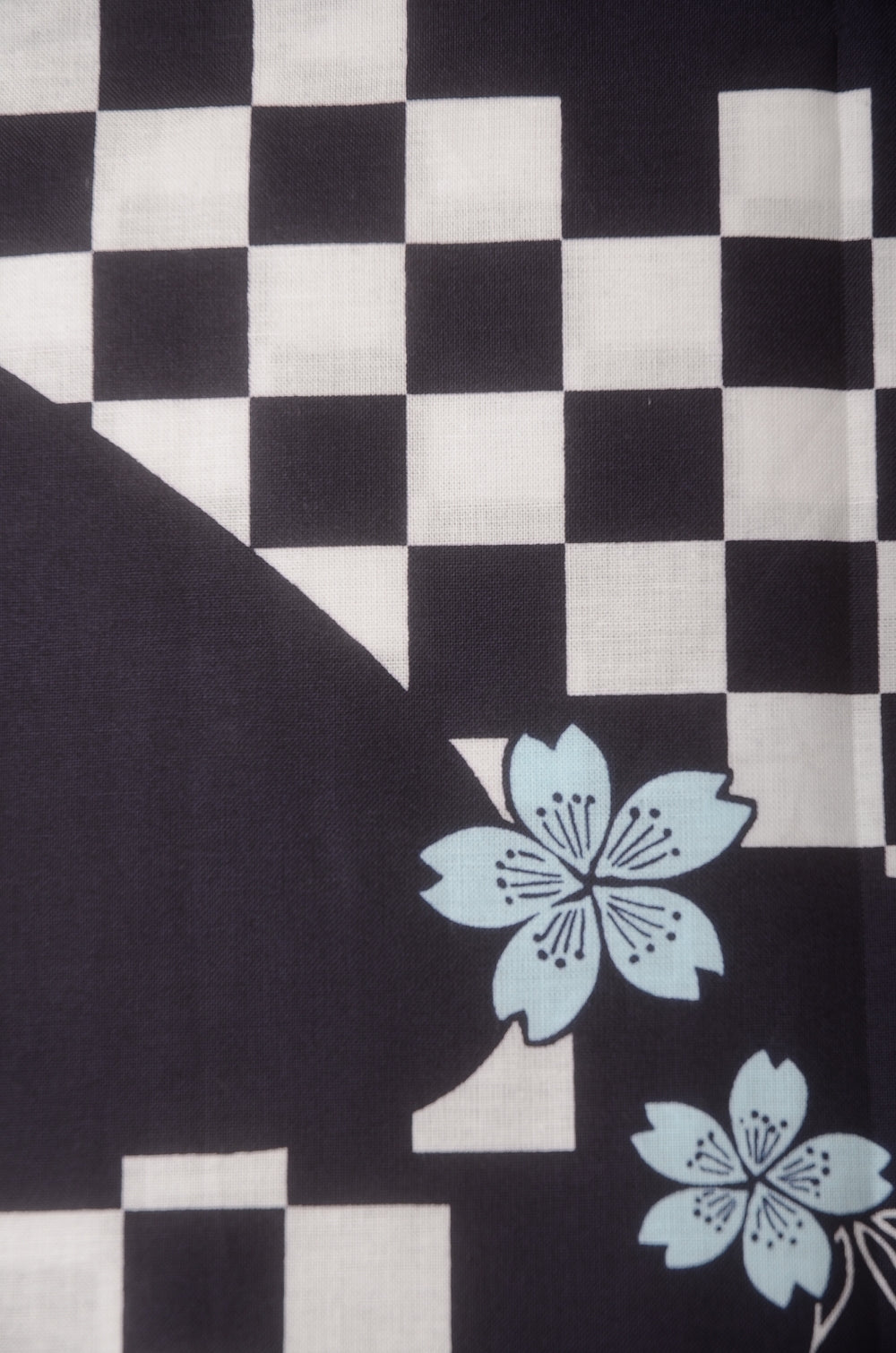 Yukata for indoor use /ichimatsu-sakura:YB553-indigo