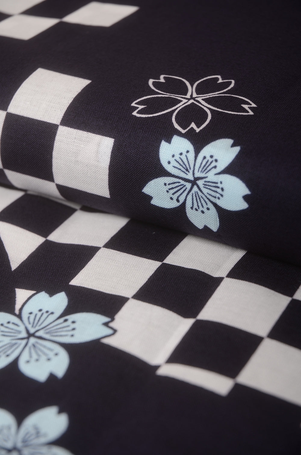 Yukata for indoor use /ichimatsu-sakura:YB553-indigo