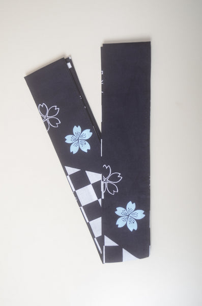 Yukata for indoor use /ichimatsu-sakura:YB553-indigo