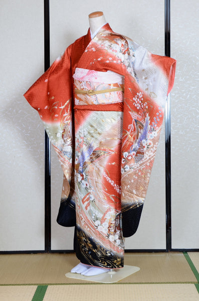 Long-sleeved kimono 6 items set / Furisode / FK#1-784