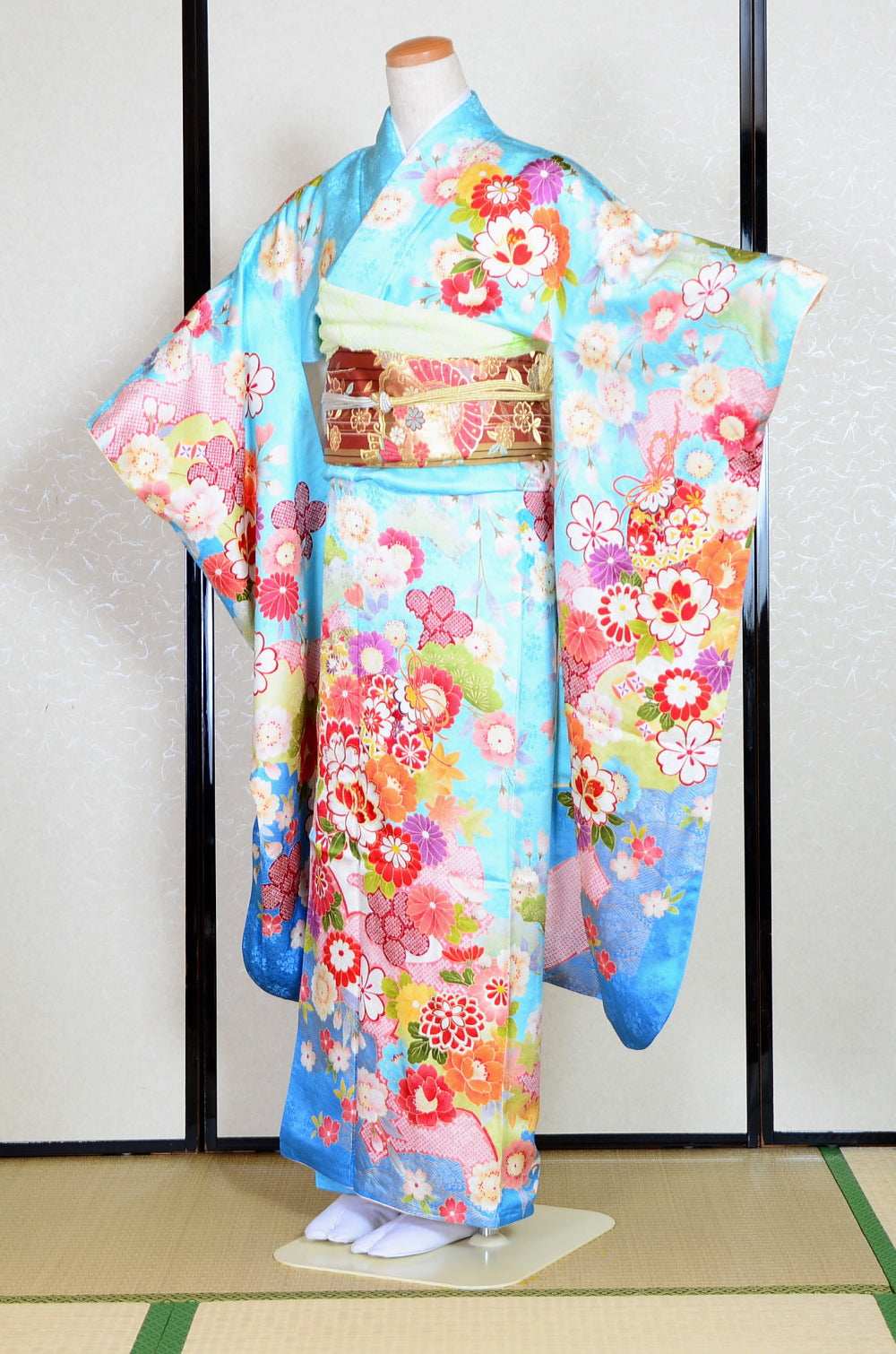 Long-sleeved kimono 6 items set / Furisode / FK#1-676