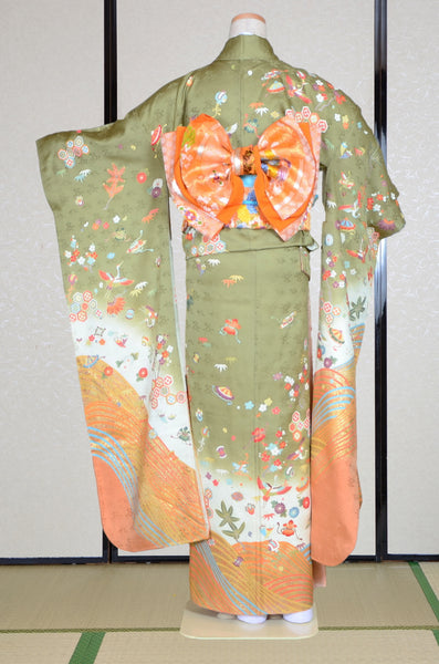 Long-sleeved kimono 6 items set / Furisode / FK#1-352