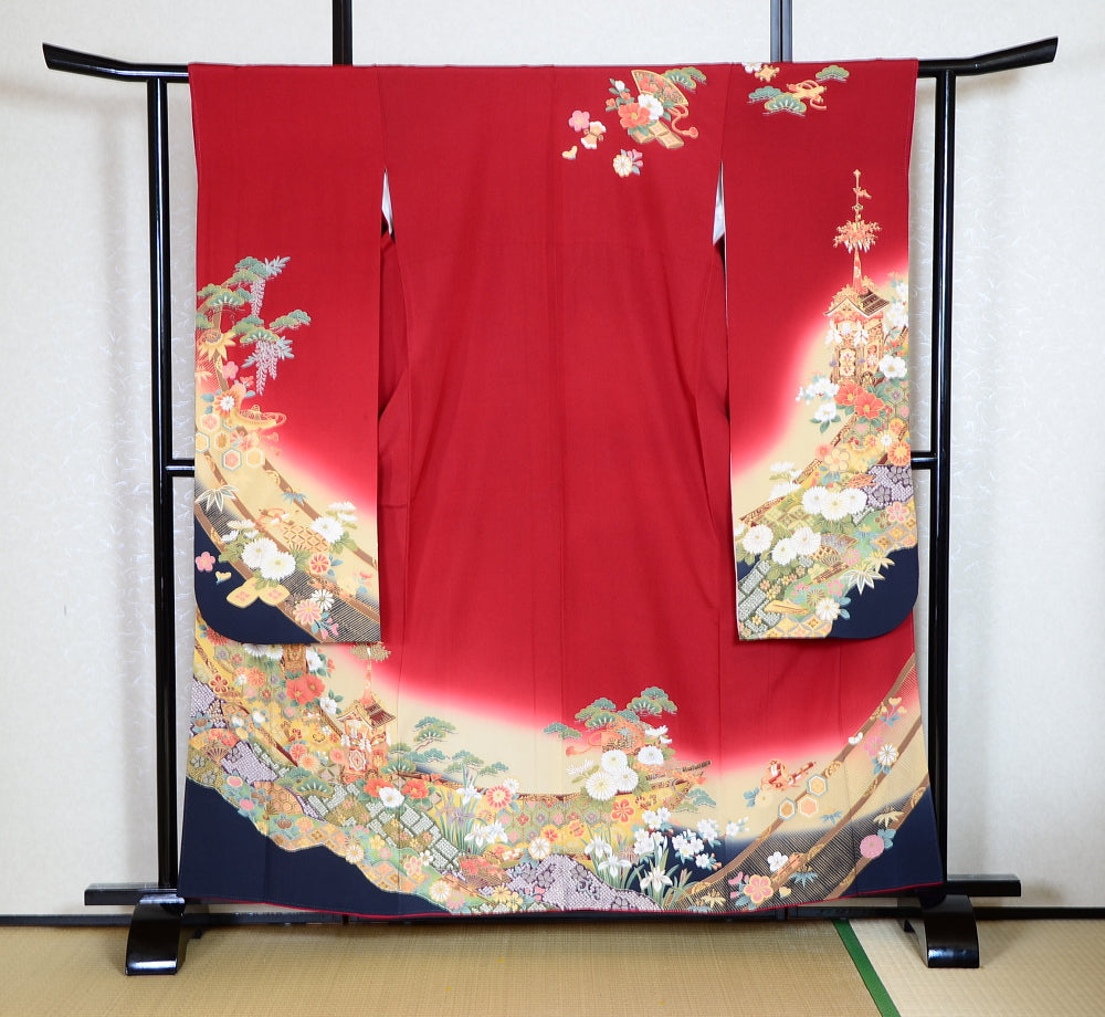 Long-sleeved kimono 6 items set / Furisode / FK#1-679