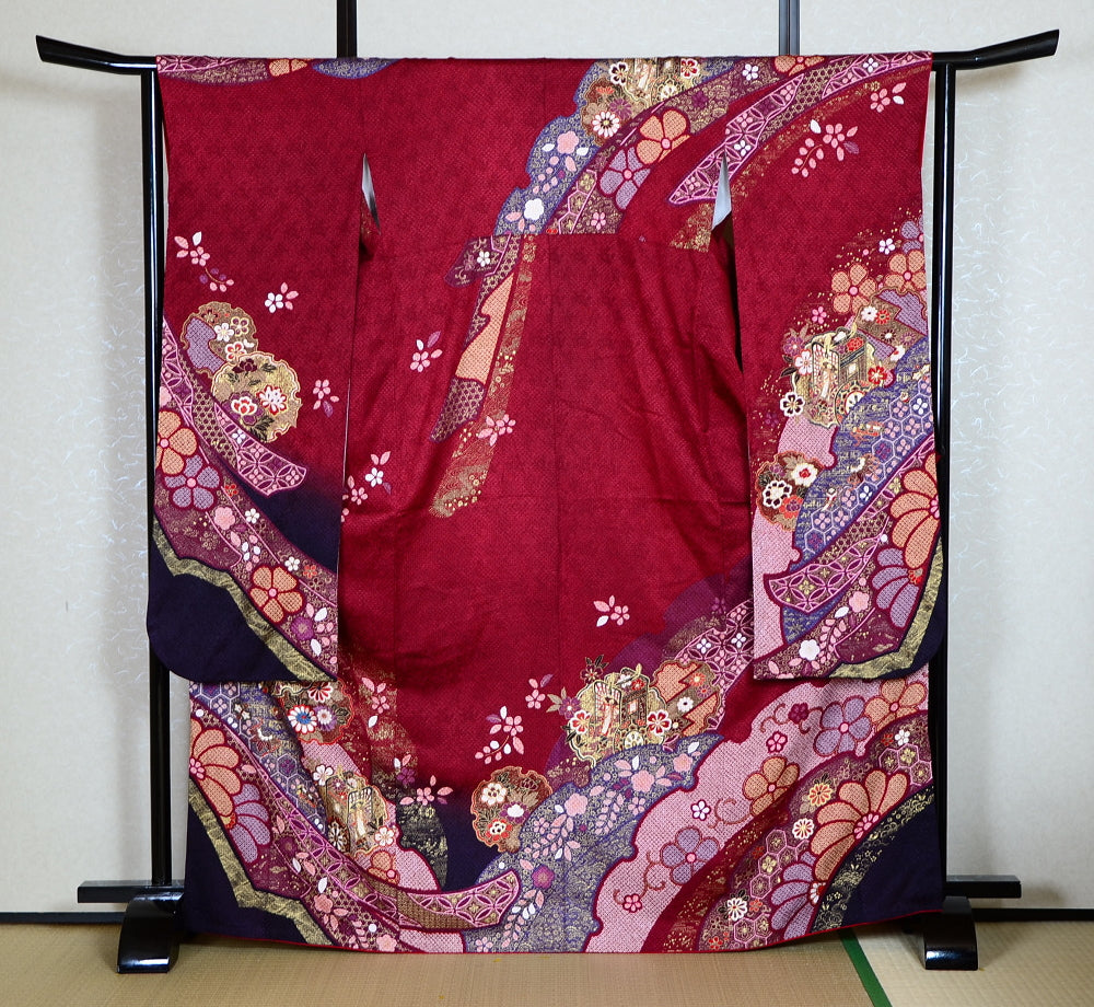 Long-sleeved kimono 6 items set / Furisode / FK#1-371